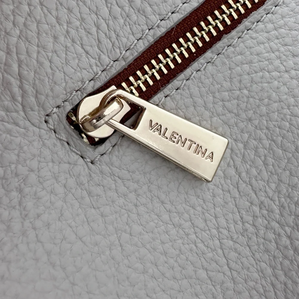New! VALENTINA White Italian Genuine Leather Large Hobo Purse